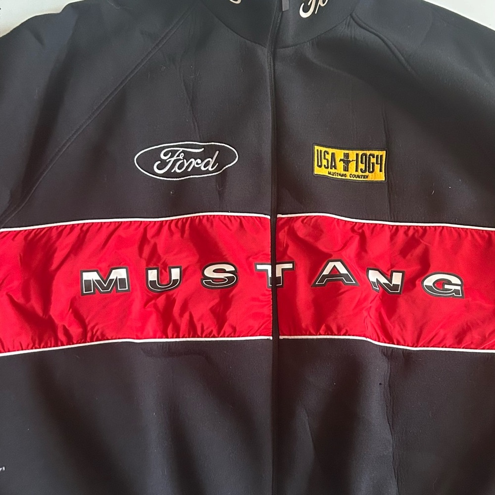 Ford Mustang Black and Red Varsity Jacket